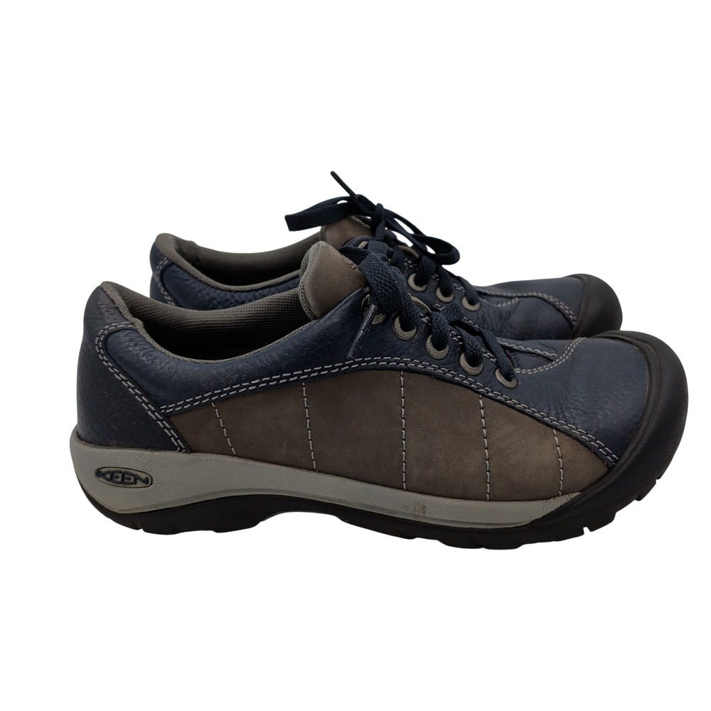 Keen Presidio 1013673 Navy Blue Brown Leather Lace Up Walking Shoes Womens 6.5